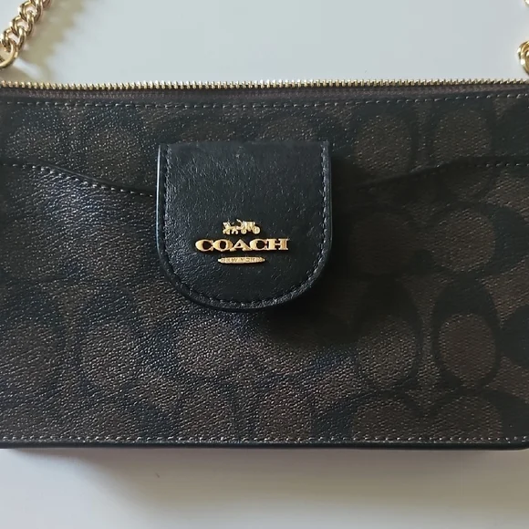 Coach Black Crossbody Bag with Gold Chain - Picture 7 of 10